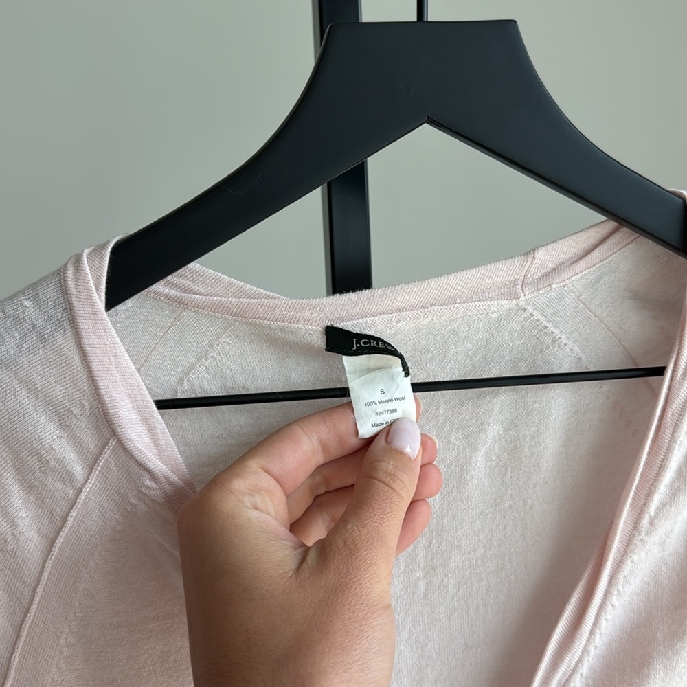 J.Crew 100% wool baby pink cardigan sweater - Picture 2 of 3